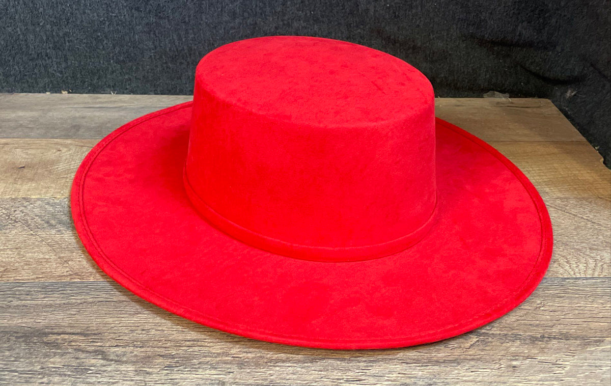 LF Collection Unisex Red Wide Brim Felt Bolero Hat Made in Mexico XL