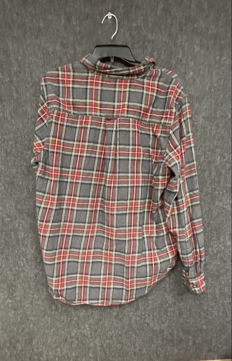 Woolrich Men's Gray Red Plaid Long Sleeve Button Down Flannel Shirt Sz L