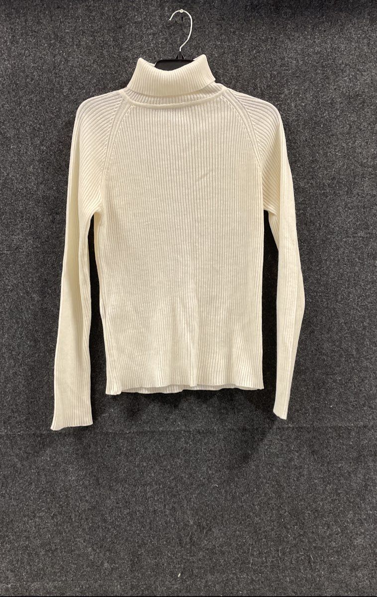 Vintage 90s Arrow Women's White Ribbed Turtleneck Sweater Sz S/M