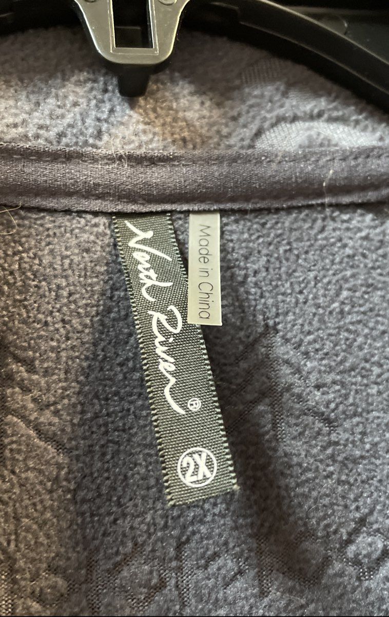 North River Men's Gray Fleece Quarter-Zip Pullover Southwestern Embossed Sz 2X