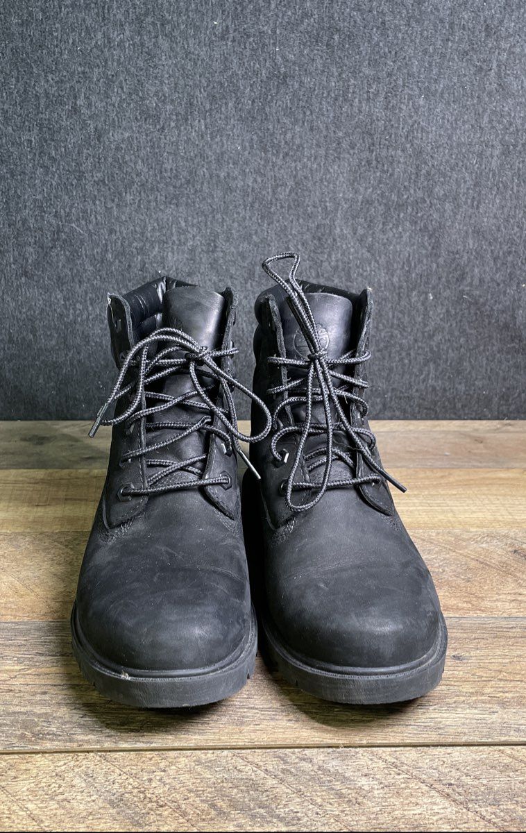 Timberland 6-Inch Premium Waterproof Black Nubuck Leather Boots Size 7.5