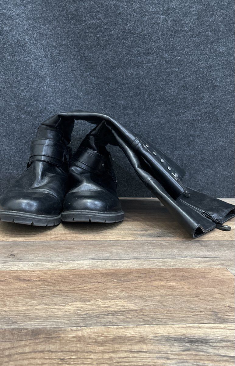 GBG Guess Black Faux Leather Tall Harness Zip Moto Boots Size 10