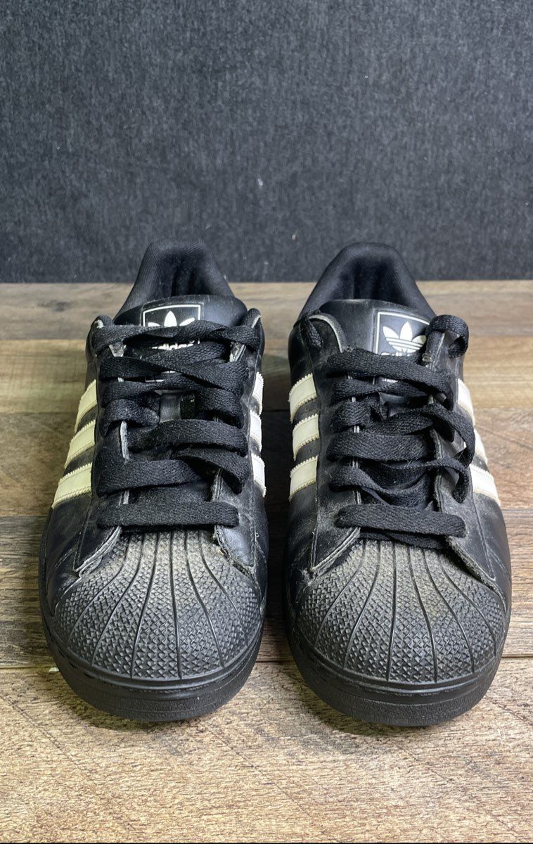Adidas Superstar Black White Black Sole Shell Toe Sneakers Men's Size 8.5