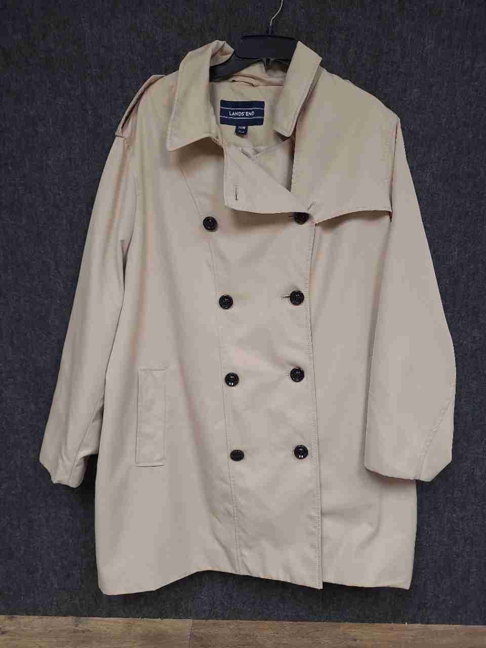 Lands' End Women's Beige Double Breasted Trench Coat Plus Size 26W