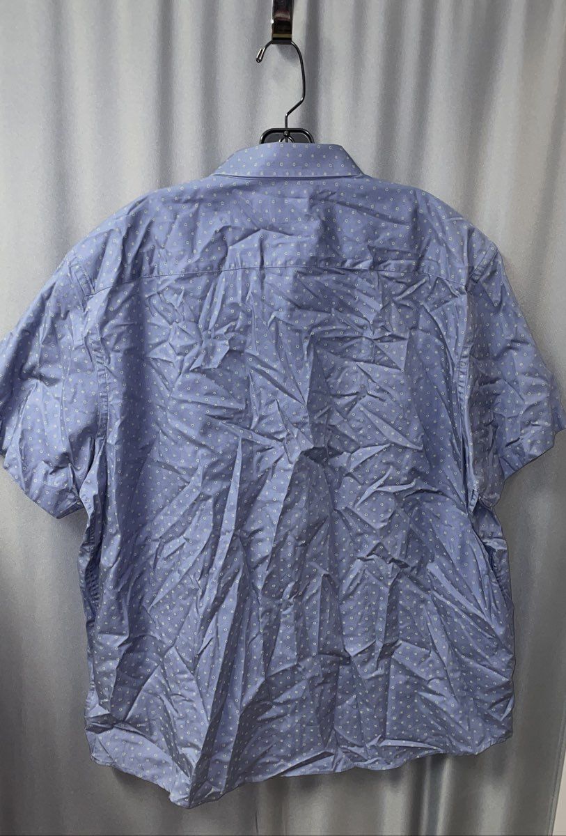 Untuckit Men's Blue Cotton Micro Print Short Sleeve Button Up Shirt XXL