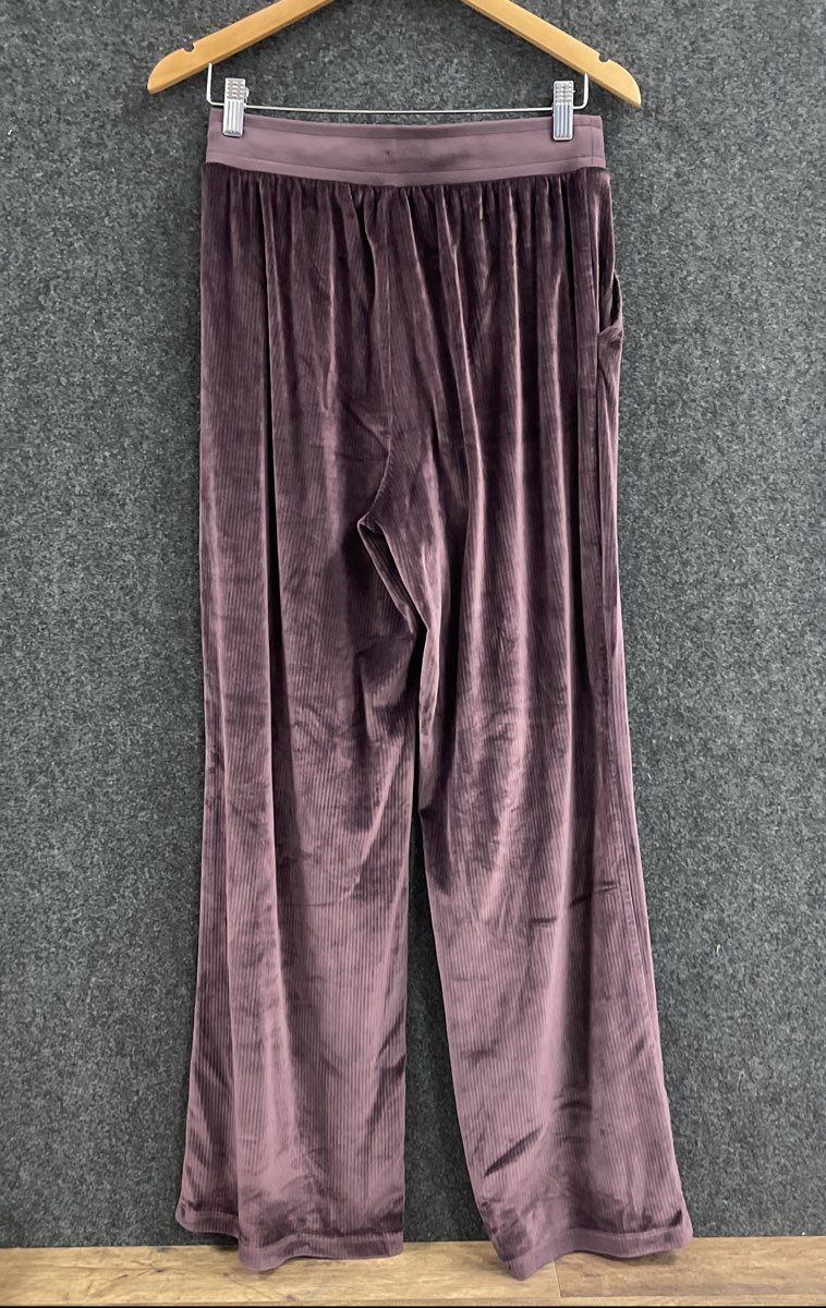 Victoria's Secret Women's Purple Ribbed Velour Wide Leg Drawstring Pants Sz M