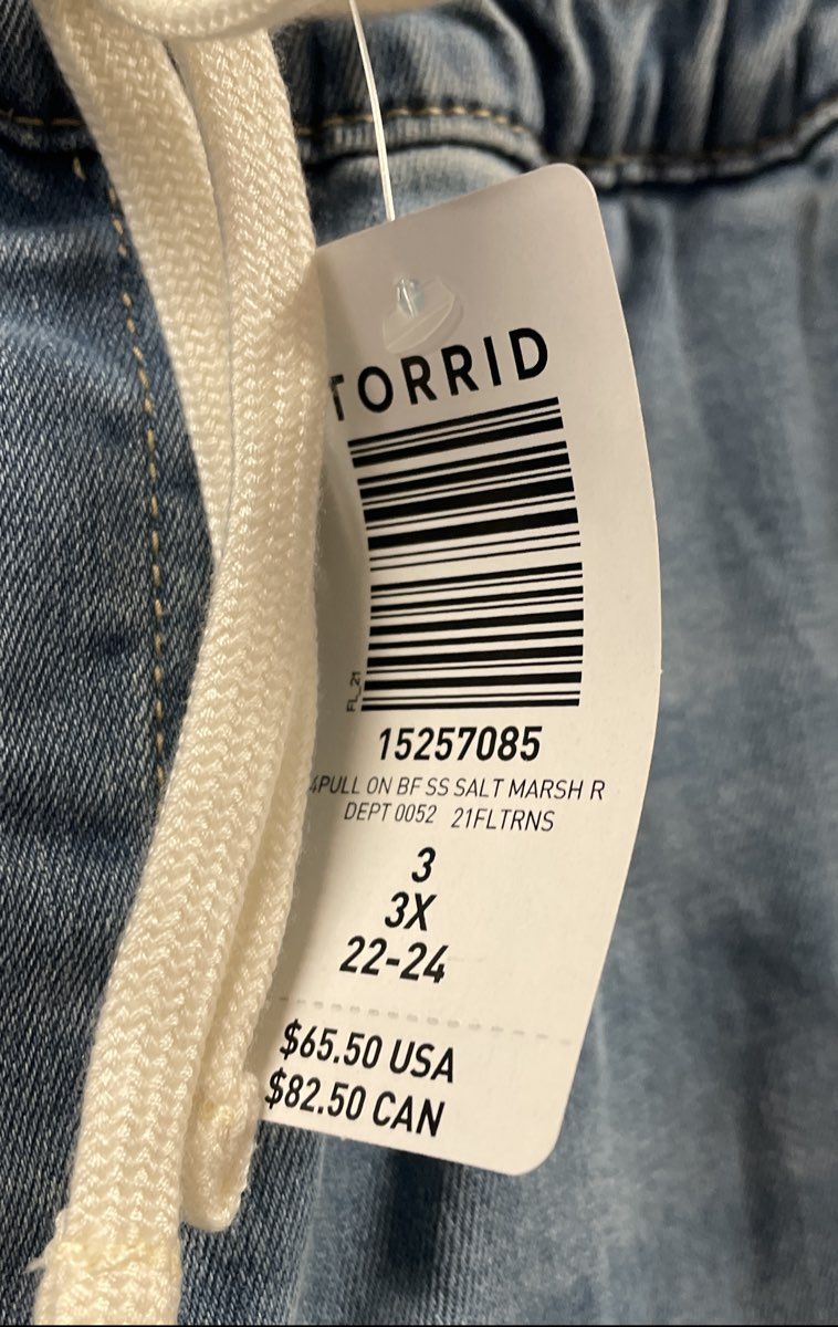 Torrid Women's Salt Marsh Blue Pull On Boyfriend Jeans Elastic Waist NWT Sz 3R