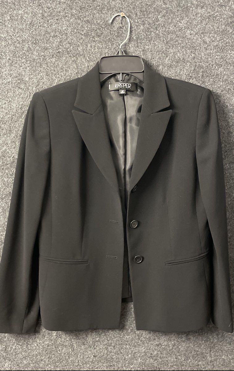 Kasper Women's Blazer Jacket Black Two Button Petite Sz 6P