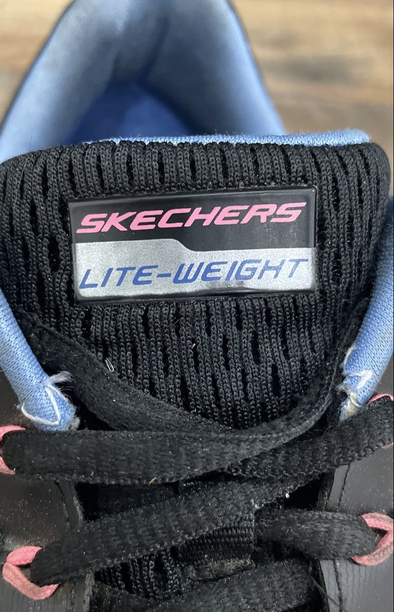 Skechers Lite-Weight Black Blue Pink Athletic Sneakers Women's Size 8.5