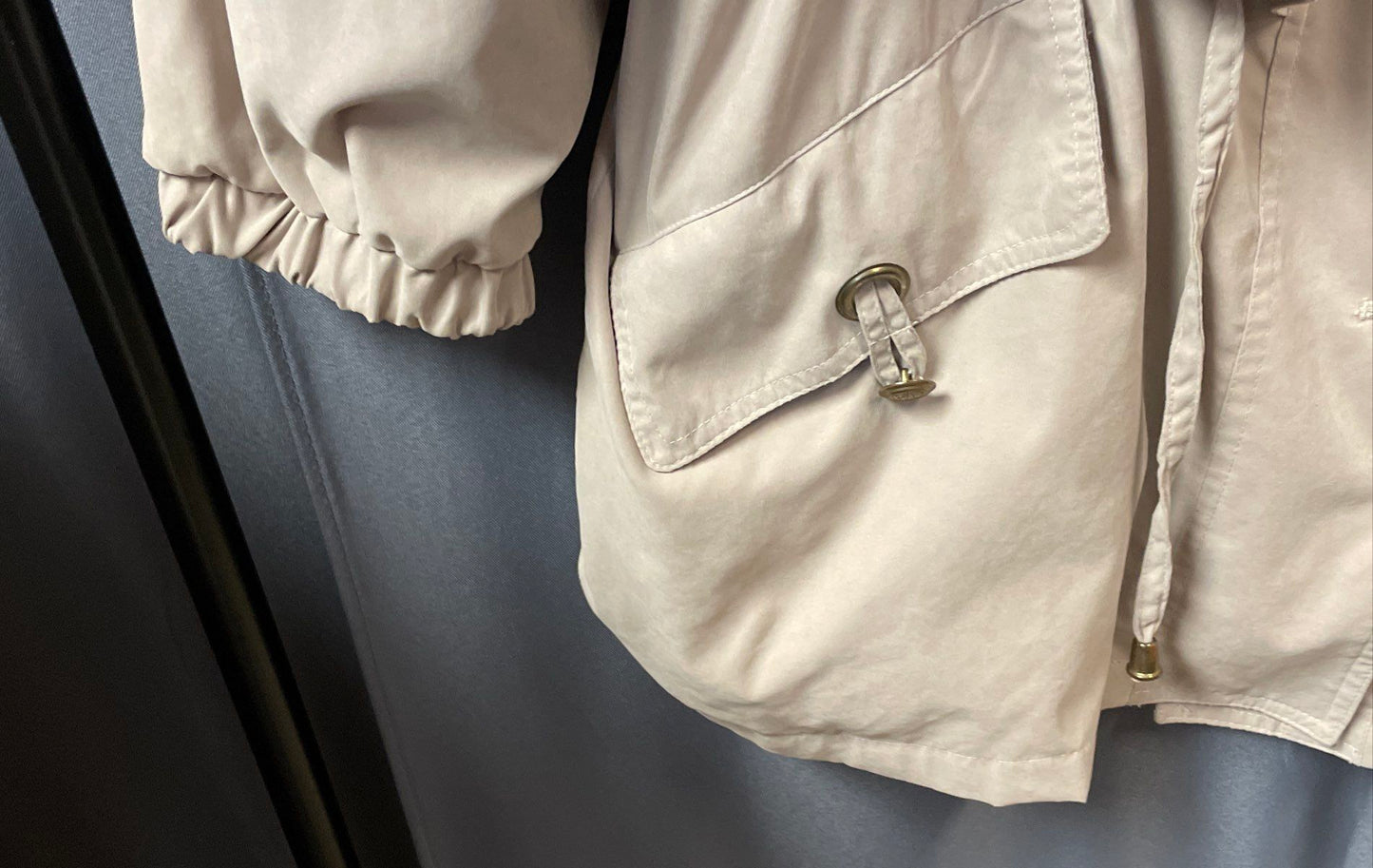 Vintage 90s Braetan Women's Beige Storm Flap Drawstring Waist Jacket Sz S