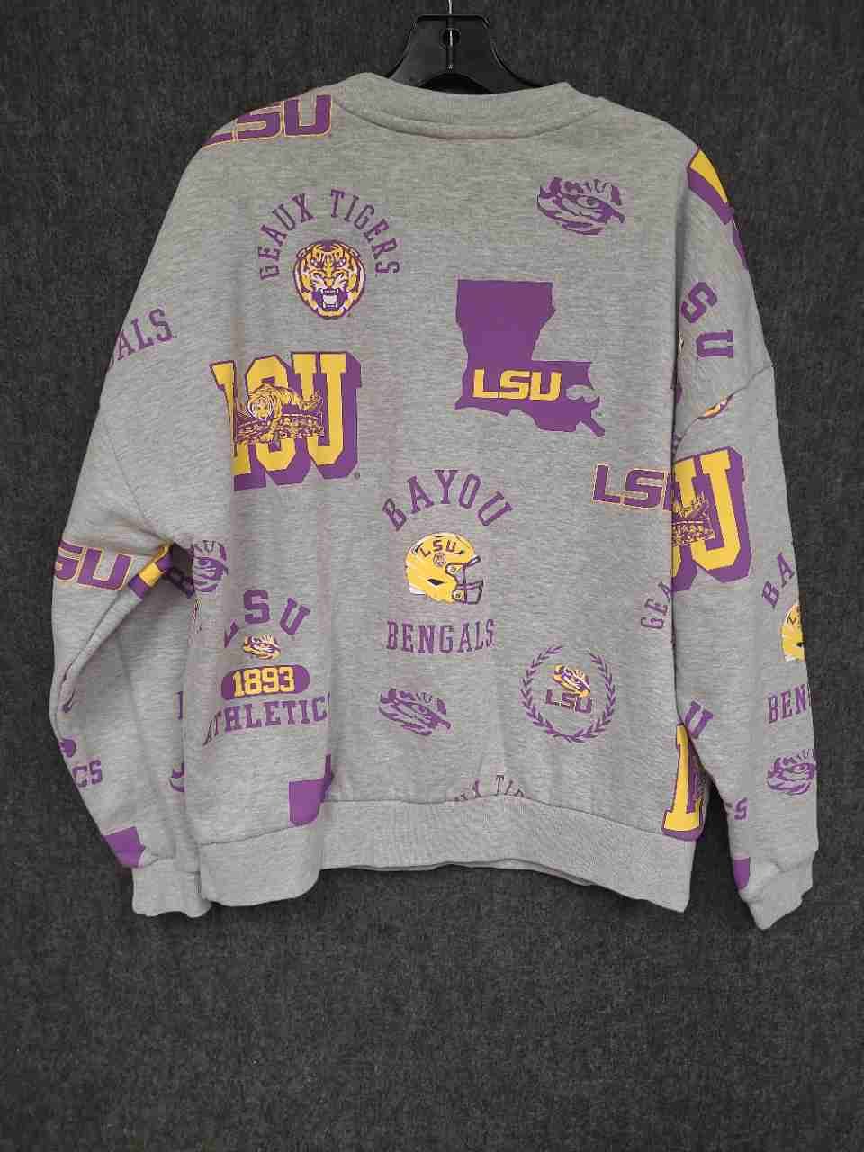Gameday Couture Women's LSU Tigers Gray All Over Print Pullover Sweatshirt Sz S