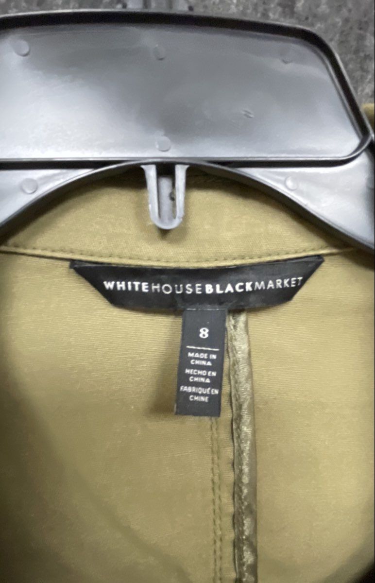 White House Black Market Women's Khaki Utility Military Jacket Button Front Sz 8