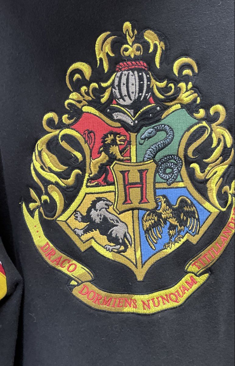 Universal Studios Men's Harry Potter Hogwarts Crest Full Zip Hoodie Black Red XL