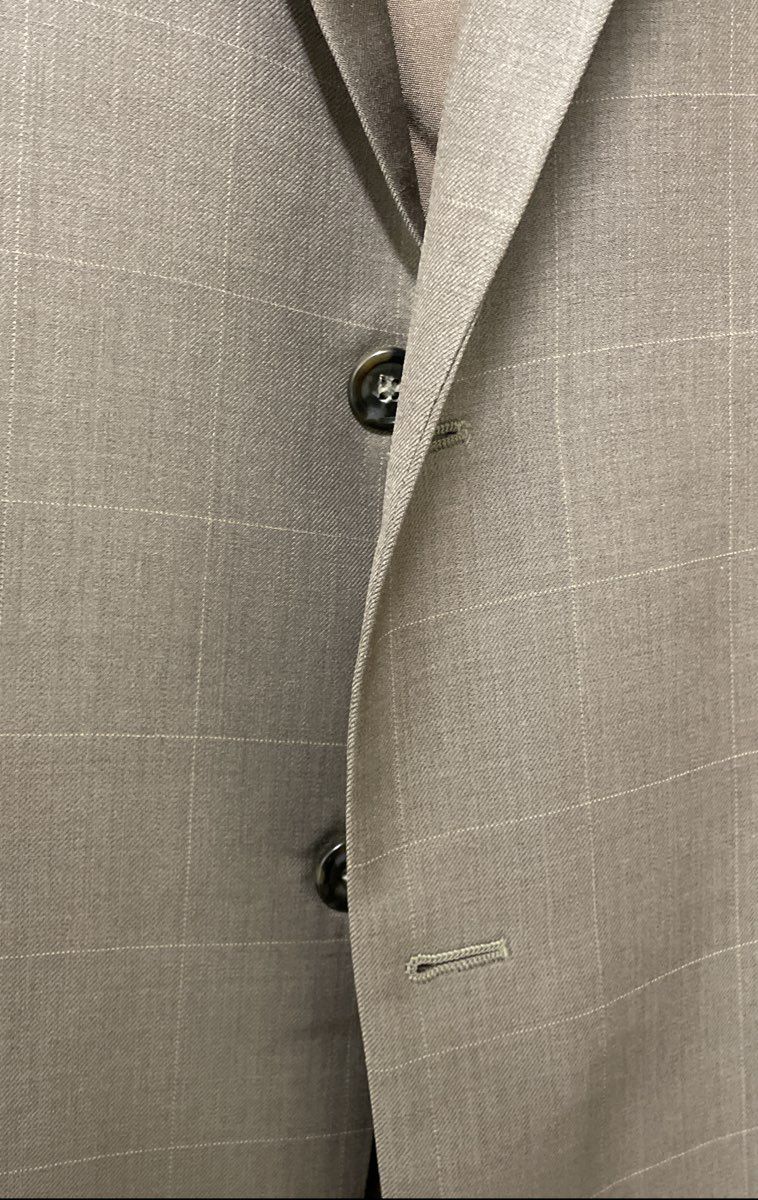 Jos. A. Bank Men's Tan Beige Windowpane Wool Cashmere Blazer Sport Coat Sz 46L