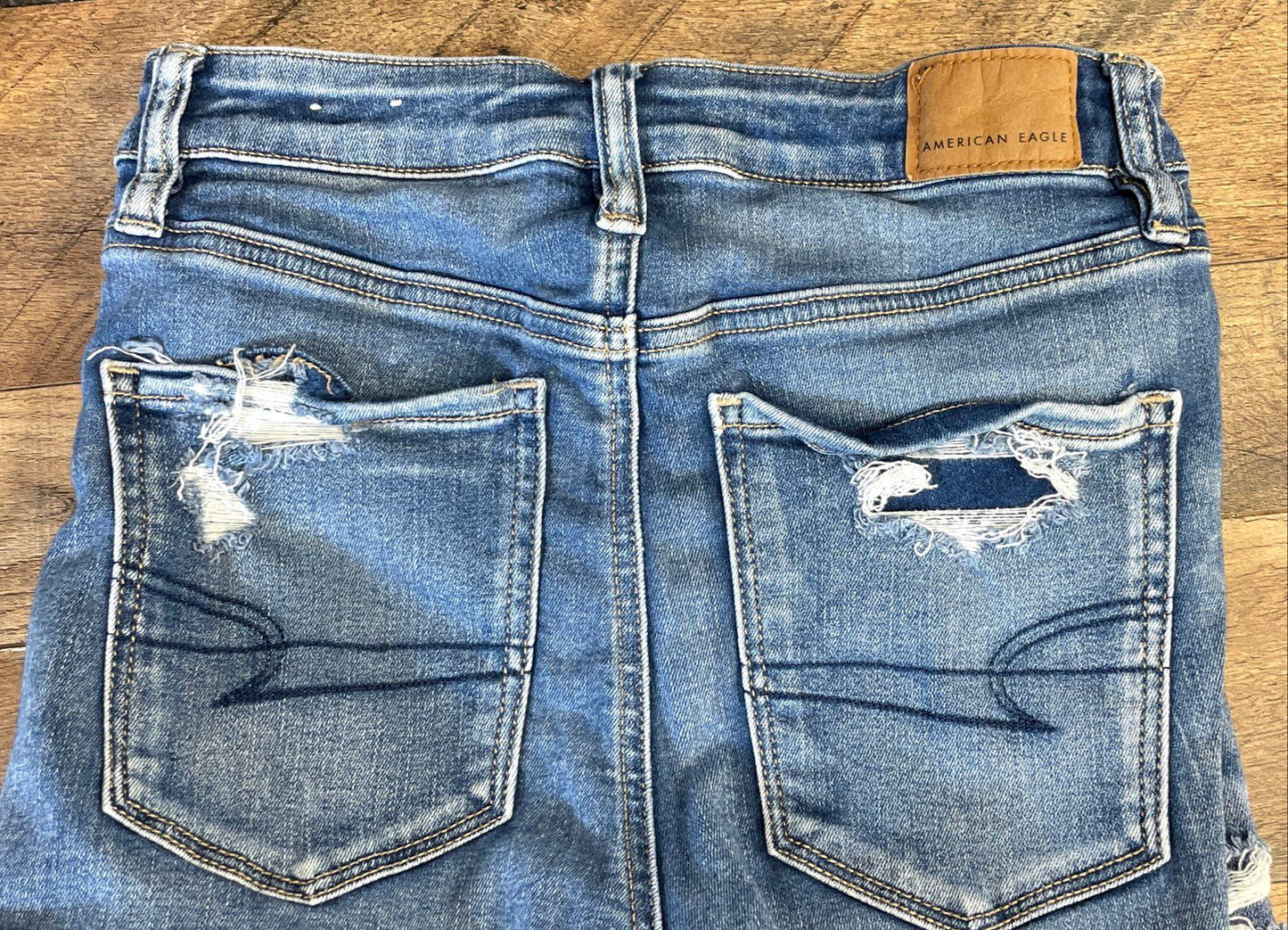 American Eagle Women's Jeans Lot 2 Distressed Super High Flare & Skinny Sz 2