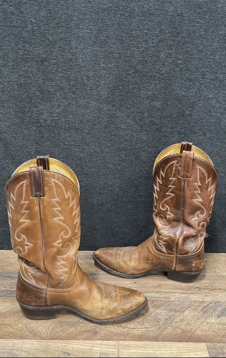 Justin 2114R Apache Tan Leather Western Cowboy Boots Men's Size 9D