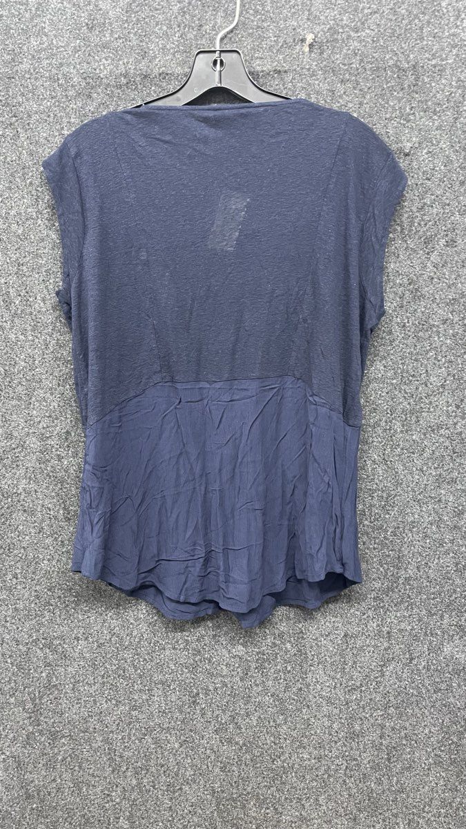 Lucky Brand Women's Navy Blue Embroidered Sleeveless Boho Blouse NWT Sz L