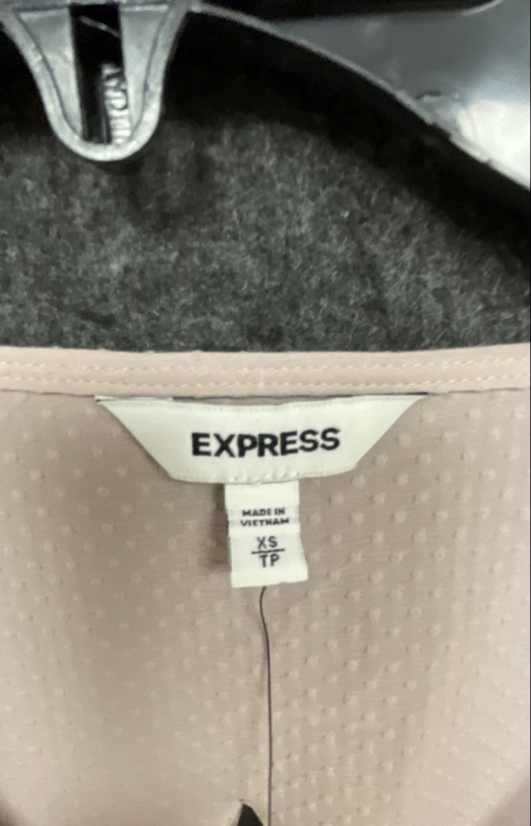 Express Women's Tan Wrap V-Neck Smocked Blouse Ruffle Bell Sleeve Sz XS NWT