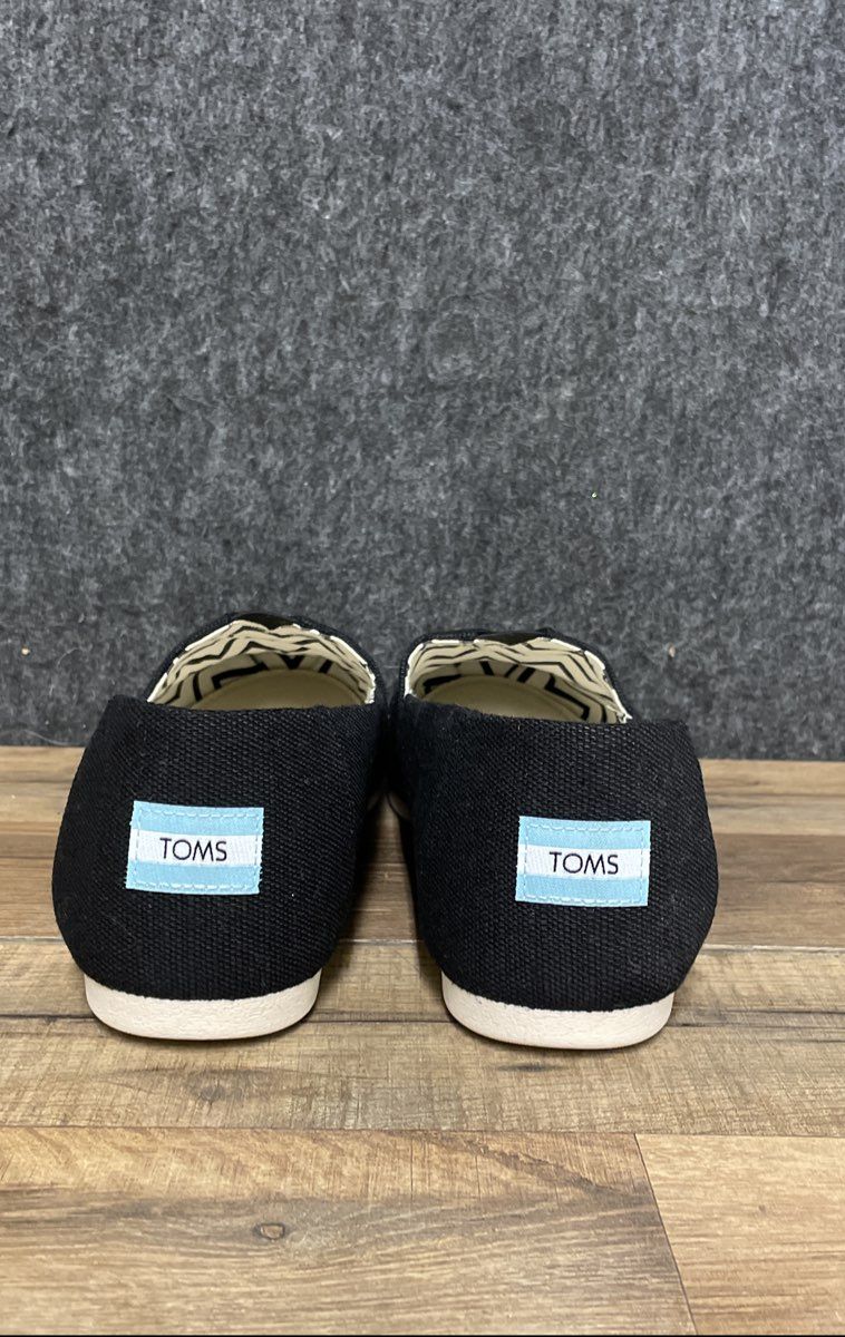 TOMS Alpargata Black Canvas Slip-On Shoes Women's Size 9.5 W