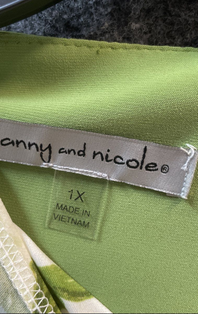 Danny & Nicole Women's 2-Piece Dress Set Avocado Green Damask Bolero 1X NWT