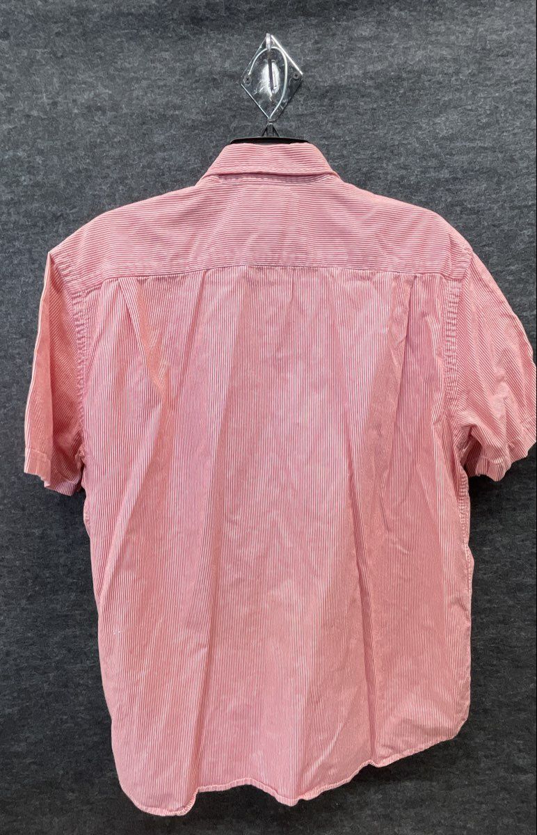 Abercrombie & Fitch Men's Pink Stripe Short Sleeve Button Up Shirt Size L