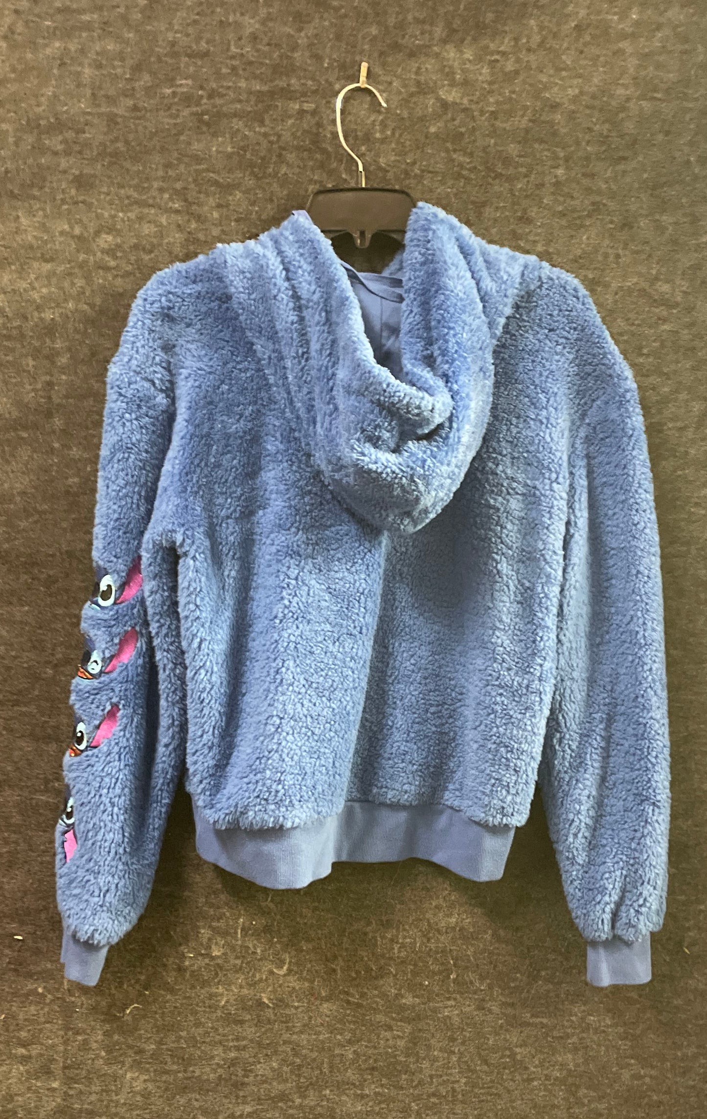 Disney Women's Lilo & Stitch Blue Sherpa Fleece Embroidered Hoodie Size M