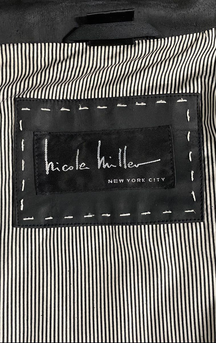 Nicole Miller Women's Black Faux Leather Full Zip Mock Neck Jacket Size M