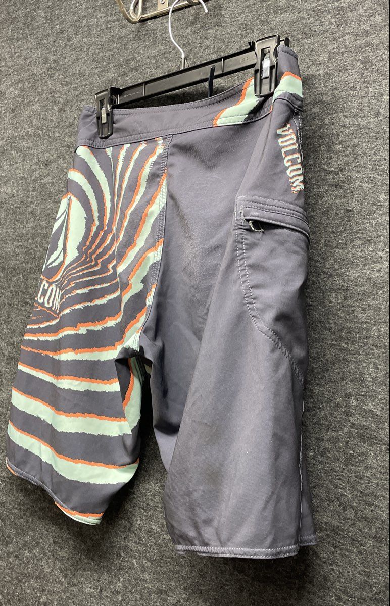 Volcom Men's Mod-Tech Board Shorts Gray Mint Orange Swirl Graphic Size 28