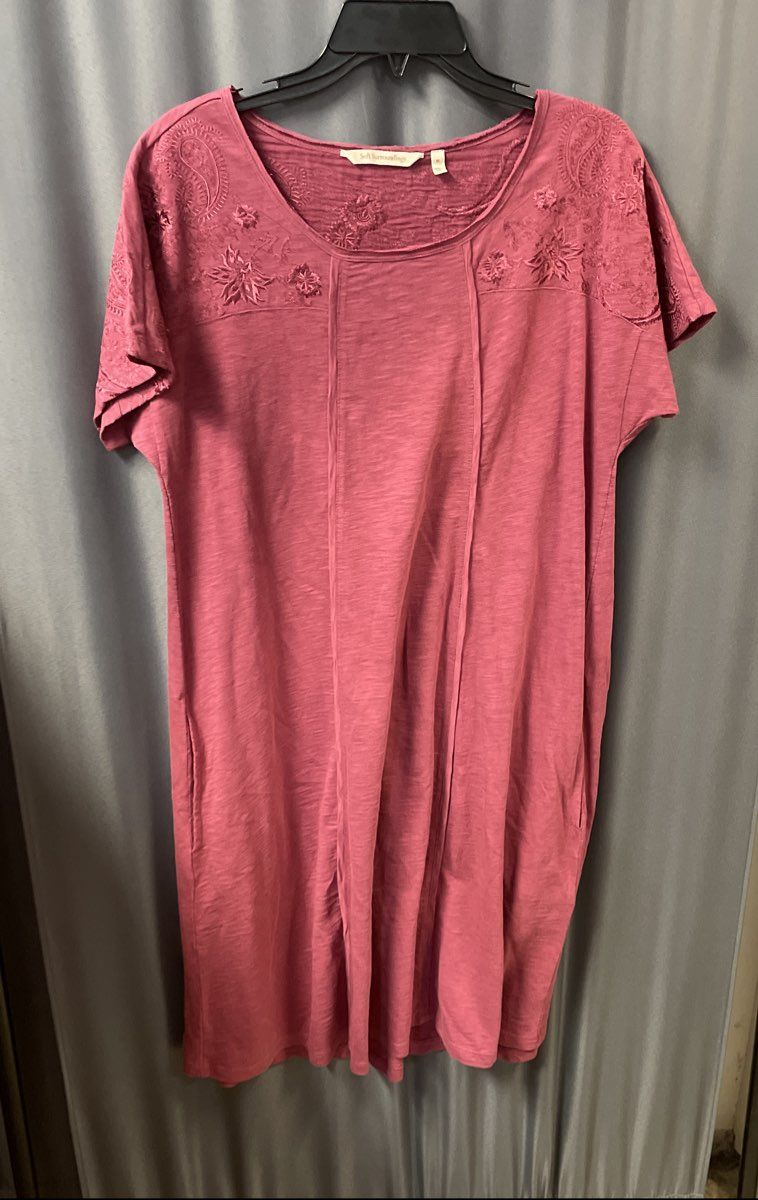Soft Surroundings Women's Burgundy Embroidered Sleep Dress Nightgown Sz M