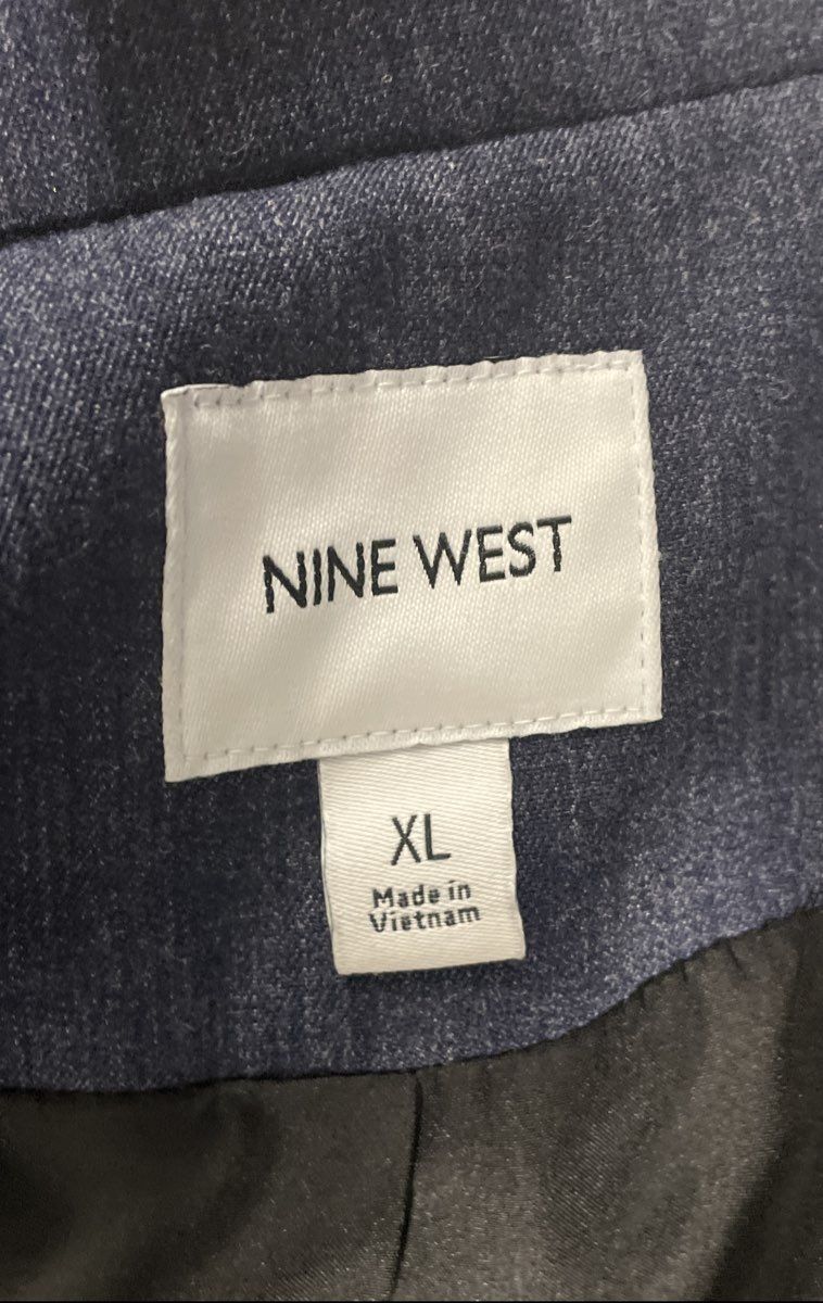 Nine West Women's Dark Blue Heathered Single Button Blazer Suit Jacket Sz XL