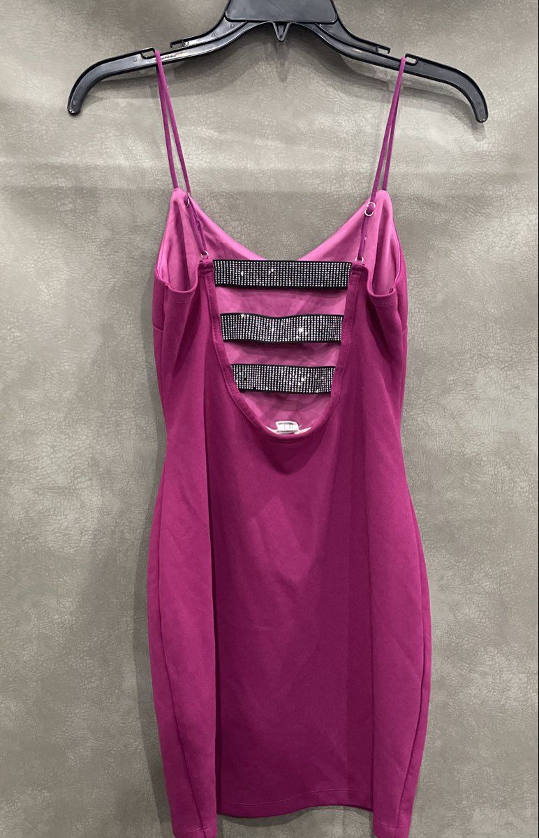 Birch and Stone Women's Purple Rhinestone Low Back Evening Bodycon Dress Sz S