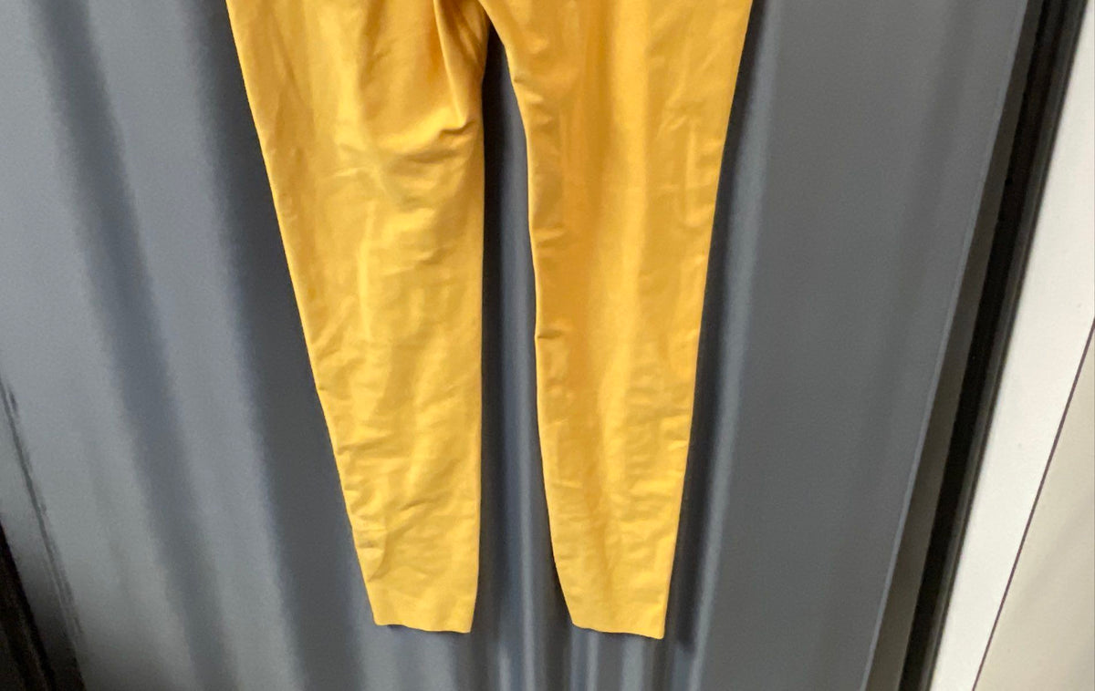 Peloton Women's High-Rise Athletic Leggings Yellow with Side Pockets Sz M