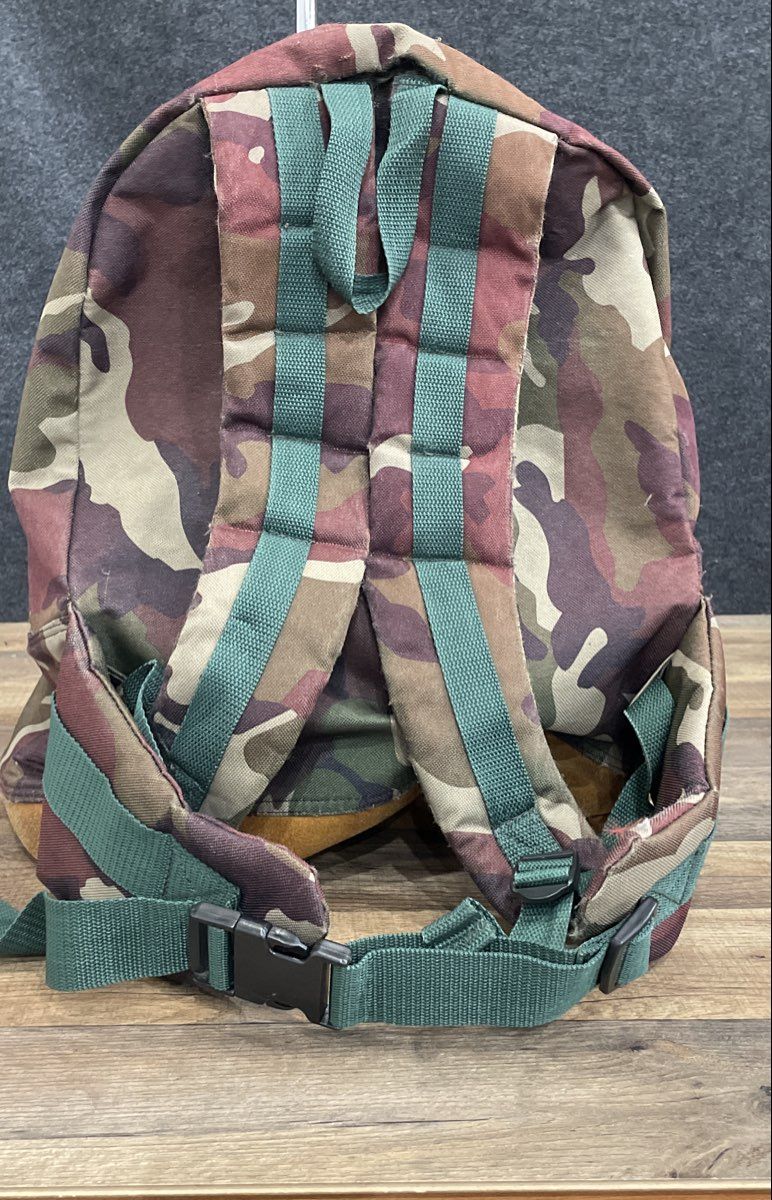 Vintage American Camper Camo Suede Bottom Backpack Daypack Outdoor Bag