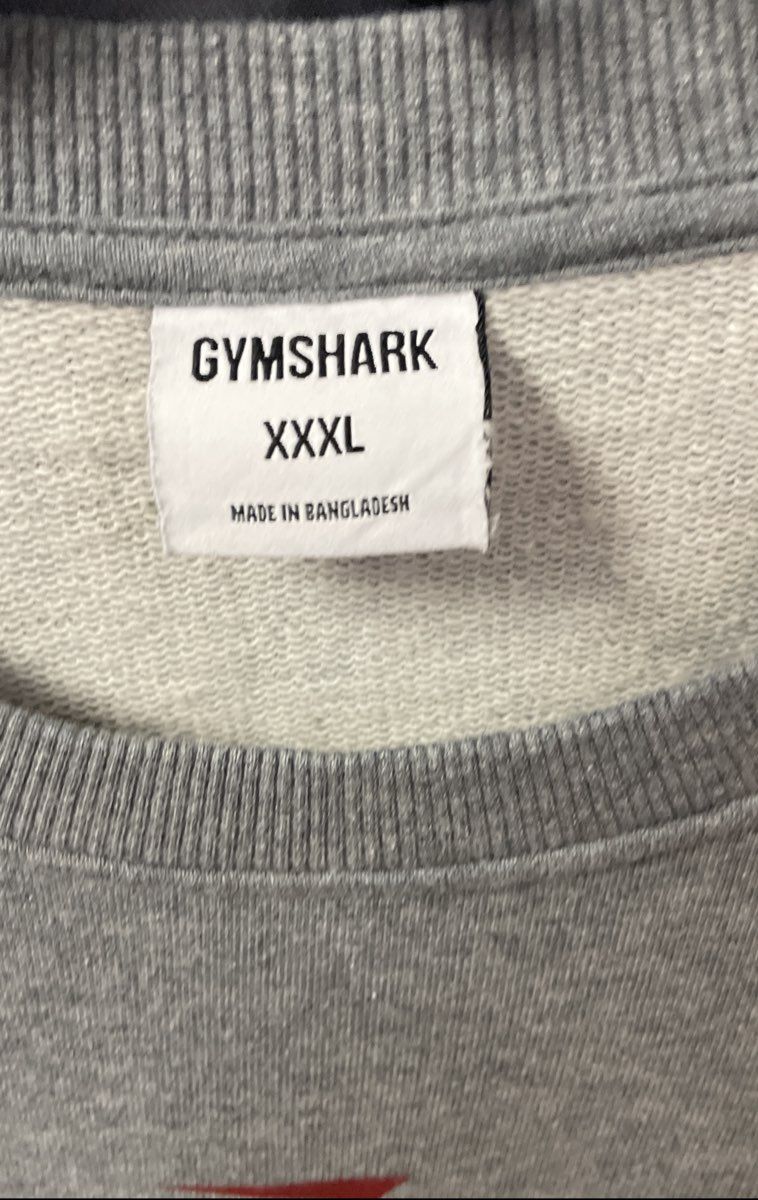 Gymshark Men's Gray Crew Neck Sweatshirt Red Logo Back Graphic Sz XXXL