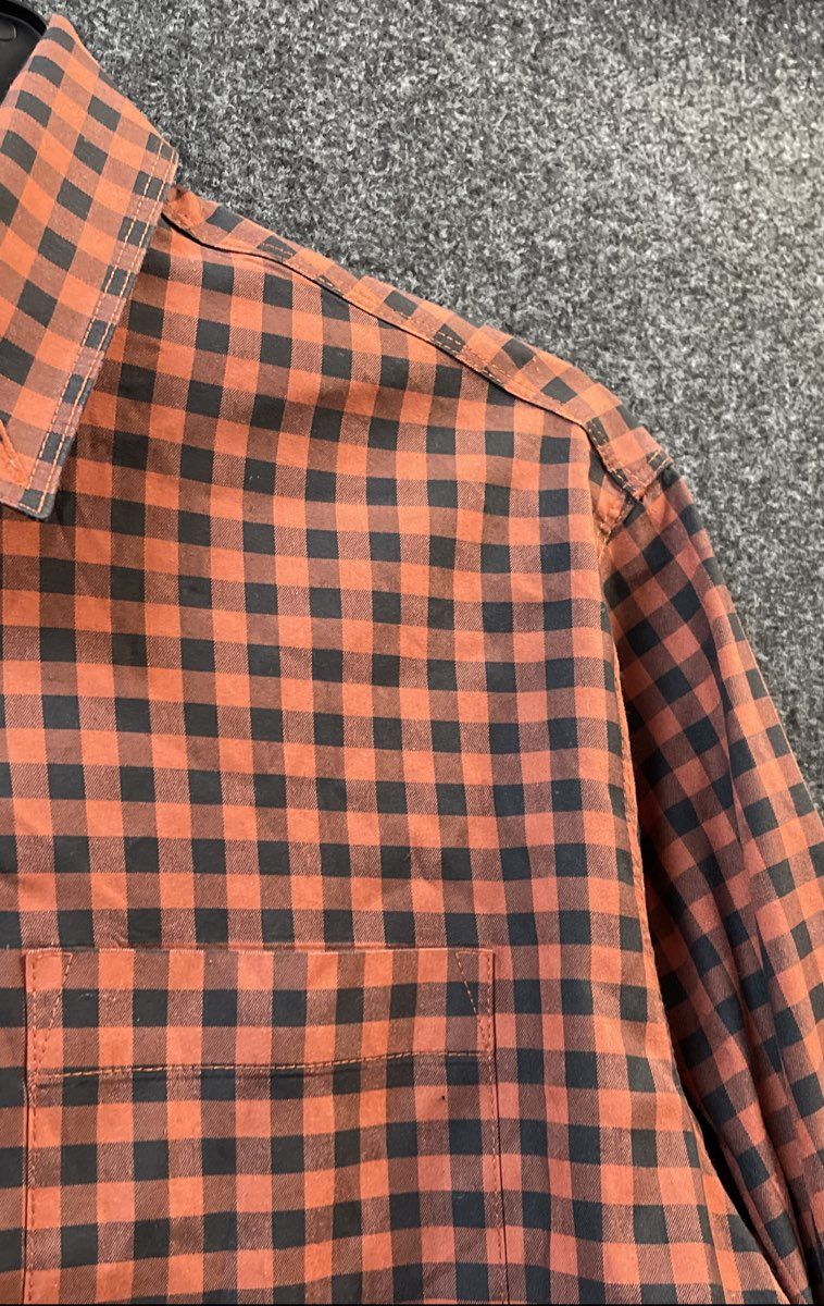 5.11 Tactical Men's Orange Black Gingham Check Long Sleeve Shirt Sz M