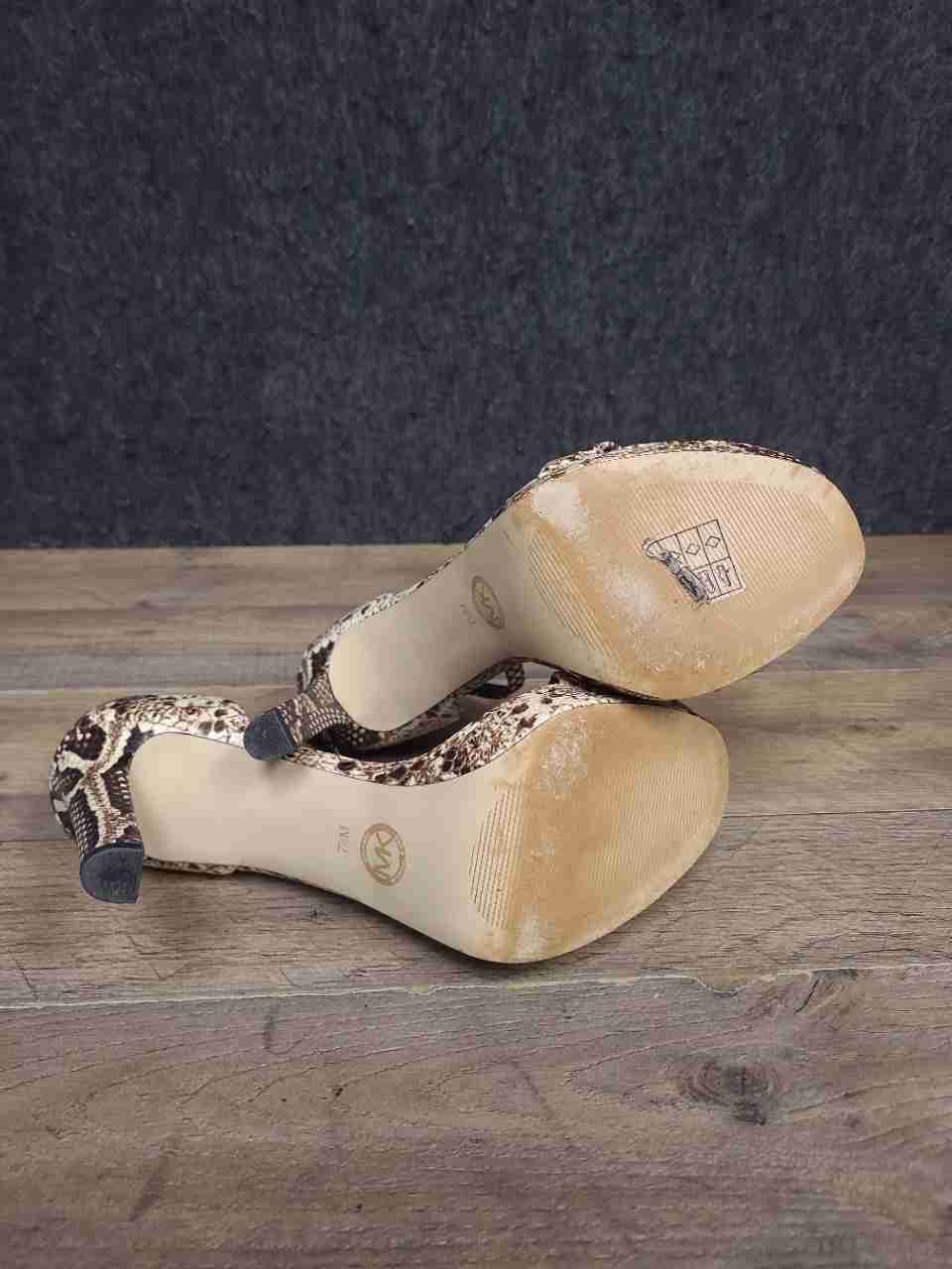 Michael Kors Jordyn Snakeskin Ankle Strap Platform Sandal Heels Size 7.5M