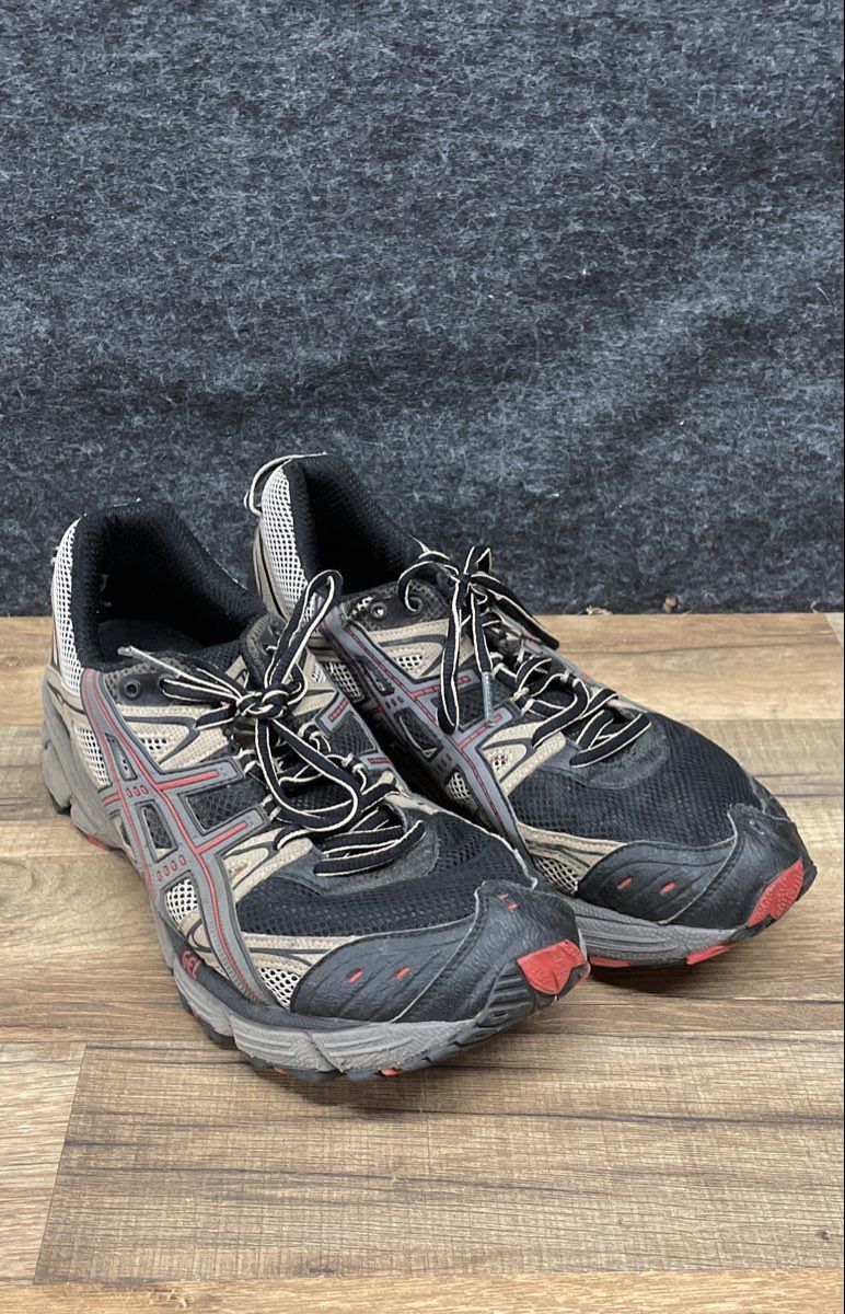 Asics Gel Kahana 5 Grey Black Red Trail Running Sneakers Men's Size 11