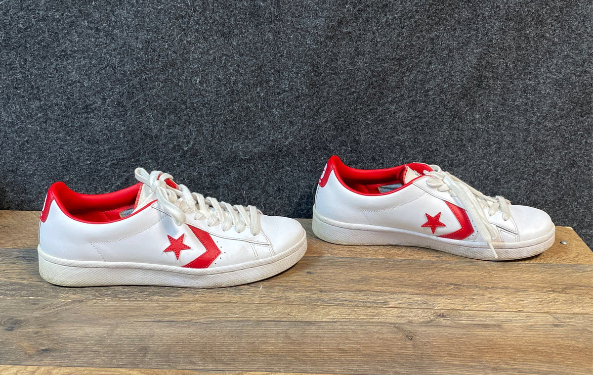 Converse Star Player Ox White Red Leather Low Top Sneakers Men's 9.5 Women's 11