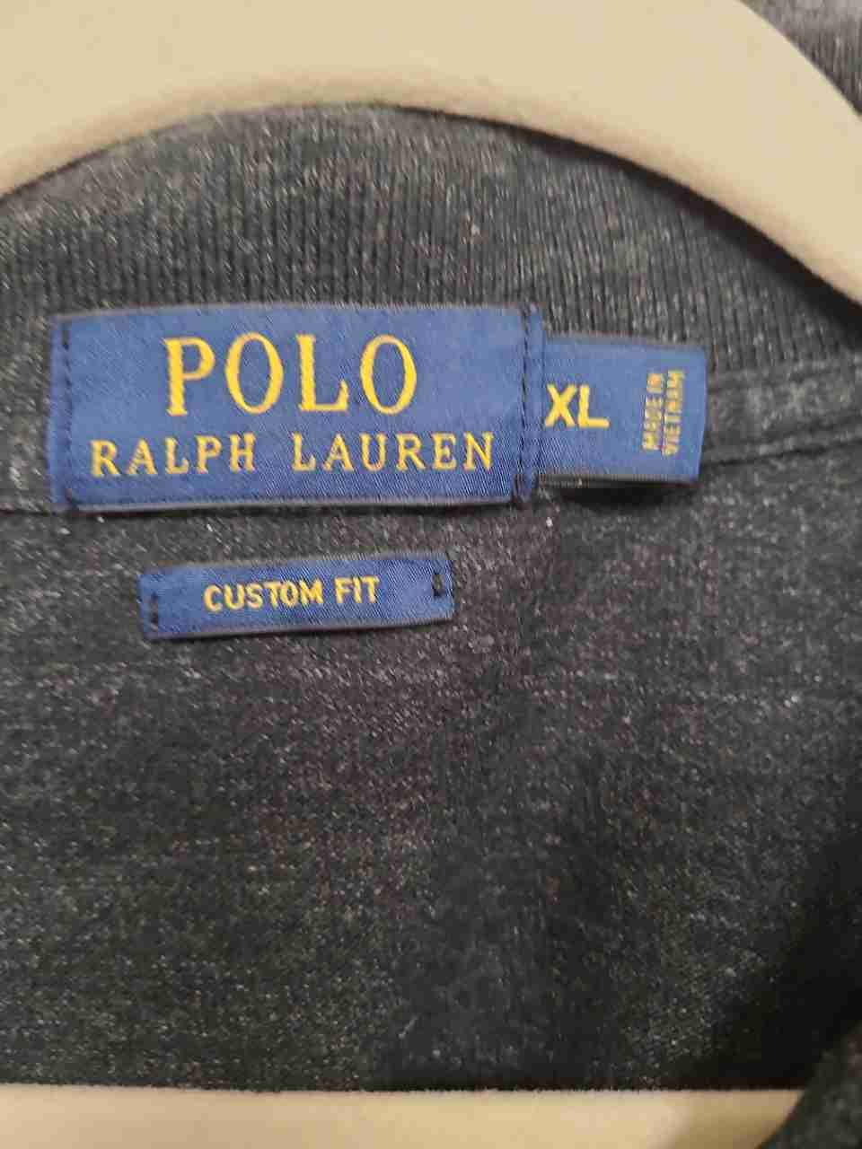 Polo Ralph Lauren Men's Gray Custom Fit Polo Shirt Purple Pony Sz XL