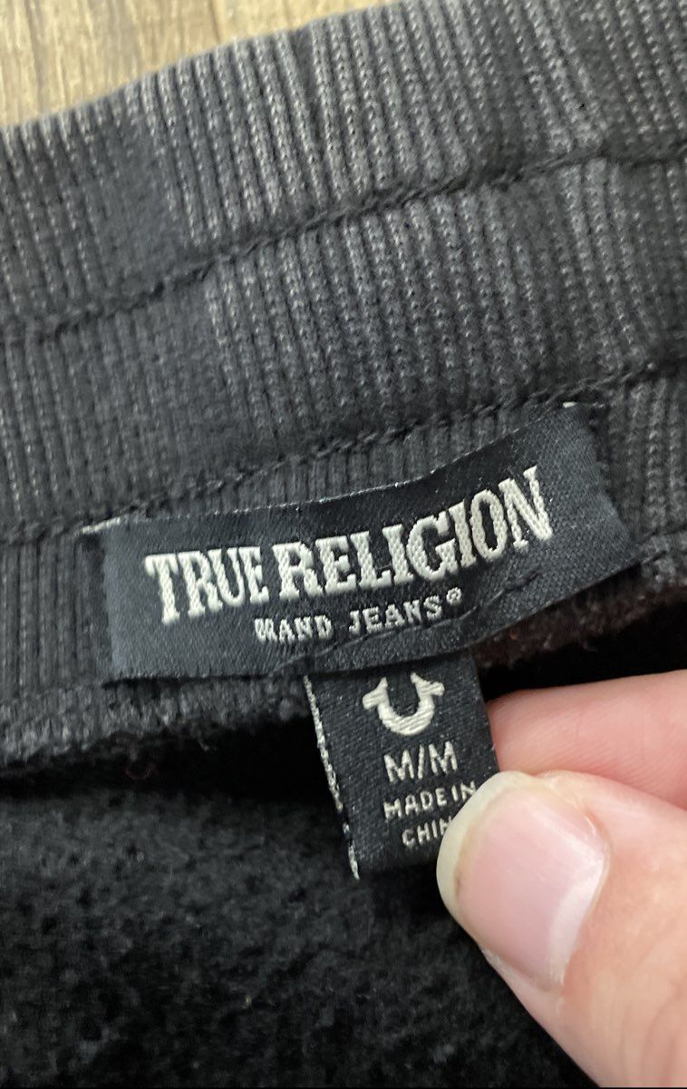 True Religion Men's Grey Acid Mineral Wash Horseshoe Logo Sweatpants Size M