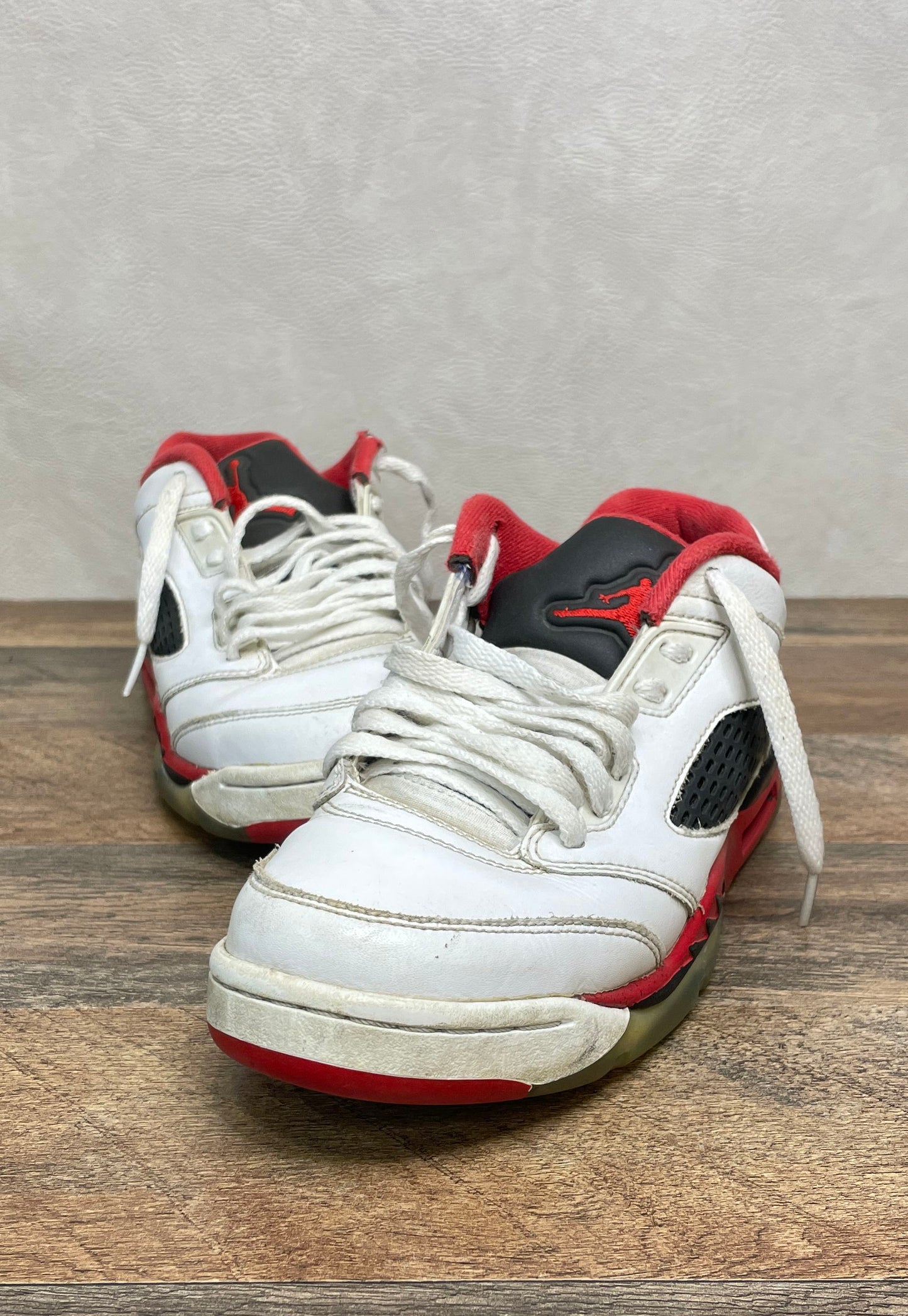 Nike Air Jordan 5 Retro Low Fire Red White Black Sneakers Size 6Y