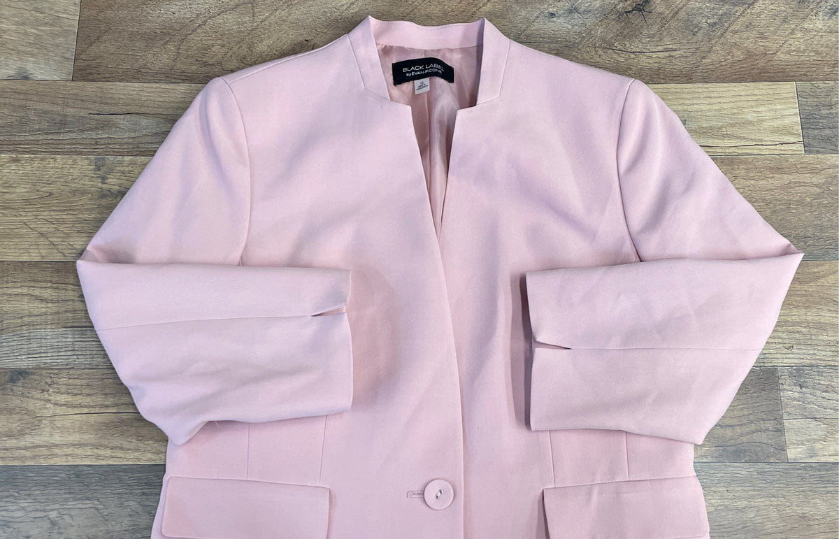 Black Label by Evan-Picone Women's Pink Single Button Stand Collar Blazer Sz 10