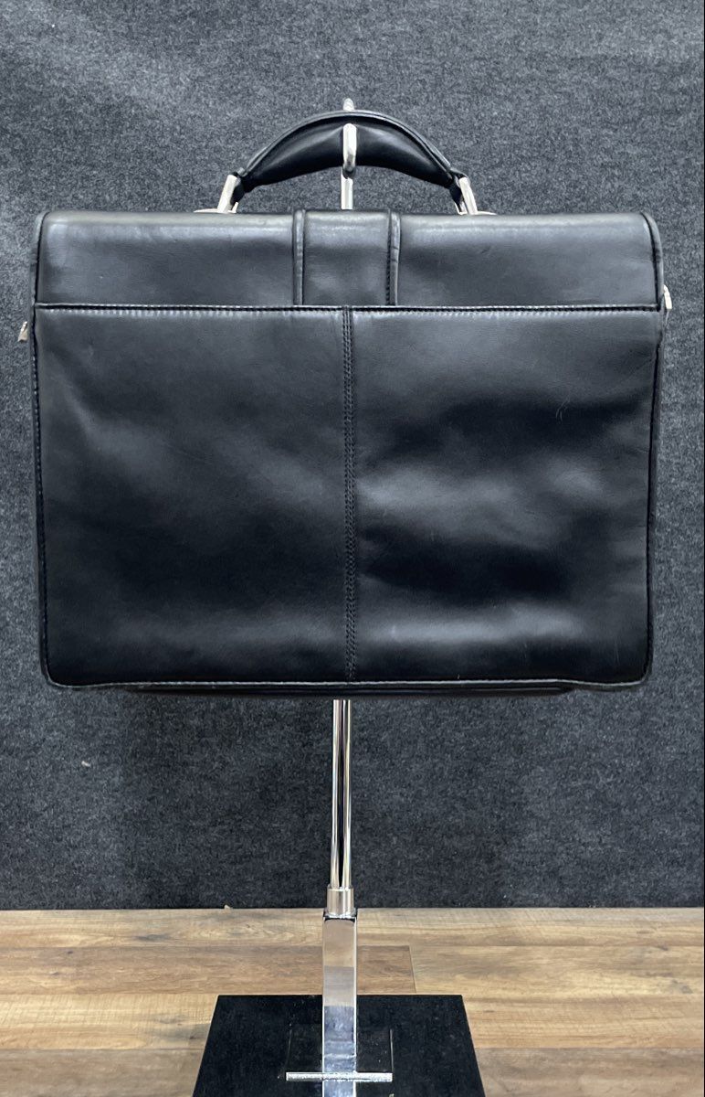 Vintage Kenneth Cole New York Black Leather Briefcase Satchel Bag Silver Lock