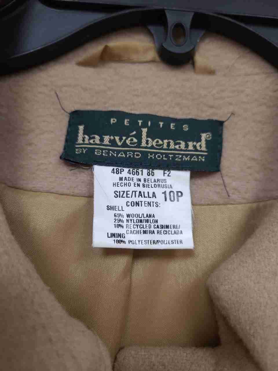 Vintage 90s Harve Benard Women's Tan Wool Cashmere Blend Overcoat Sz 10P