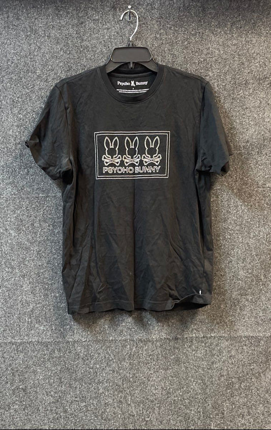 Psycho Bunny Men's Black Triple Logo Graphic Pima Cotton T-Shirt Size 4