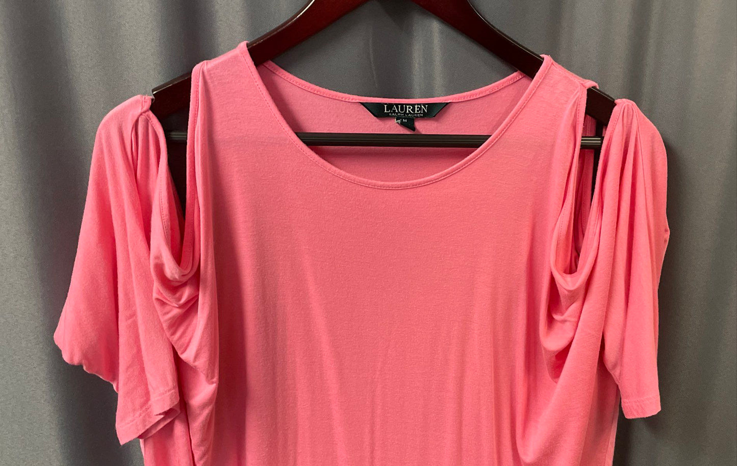 Lauren Ralph Lauren Women's Pink Cold Shoulder Dolman Sleeve Top Sz M