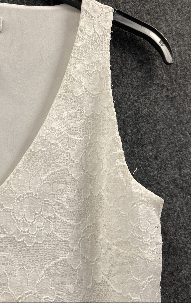 White House Black Market Women's White Lace V-Neck A-Line Dress NWT Sz XXS