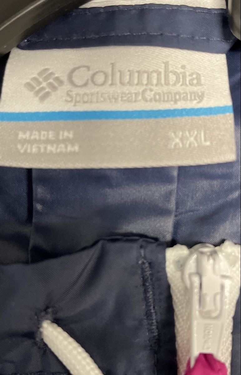 Columbia Women's Flash Forward Windbreaker Navy Pink Colorblock Sz XXL