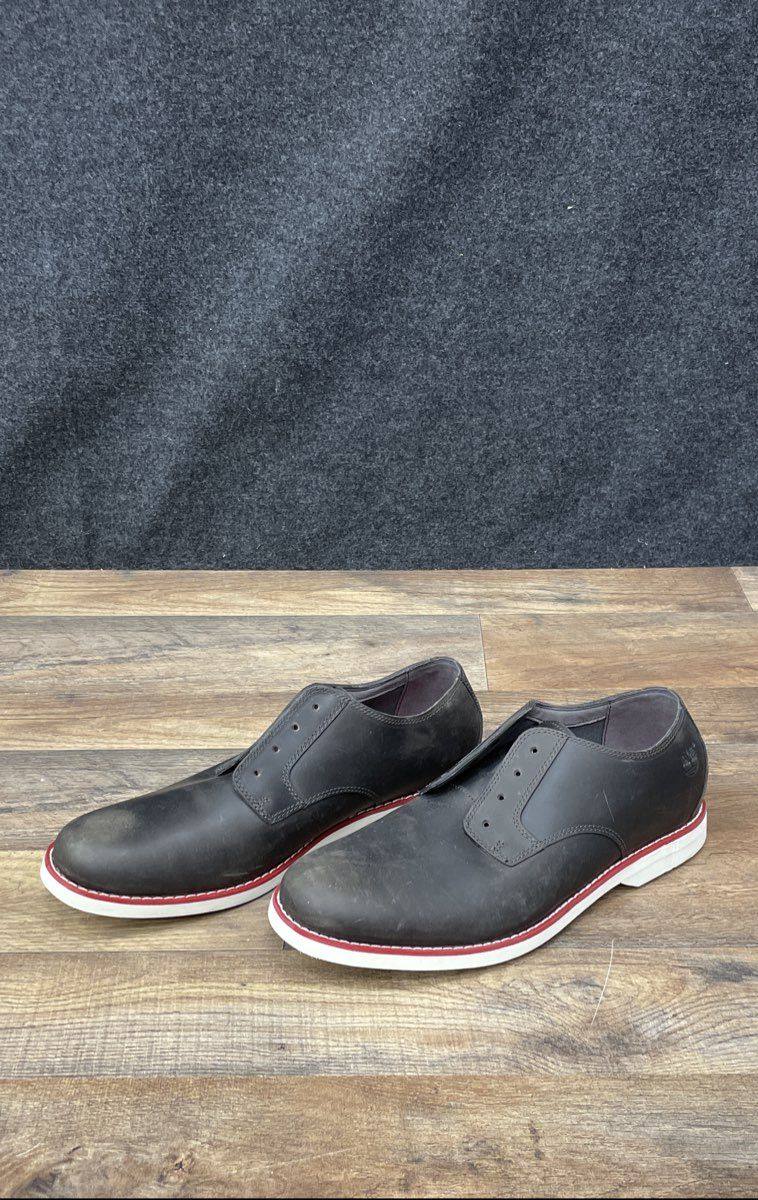 Timberland Tidewatch Plain Toe Derby Black Leather Red Midsole Men's Size 10.5