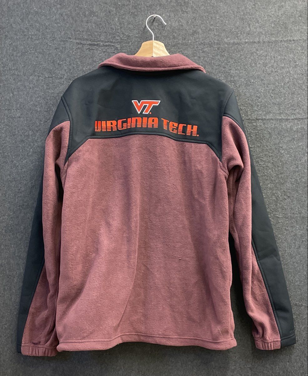 Columbia Men's Virginia Tech VT Hokies Full Zip Fleece Jacket Maroon Black Sz M
